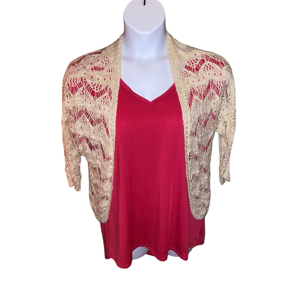 Arizona Jeans Co Crochet Lace Cardigan Sweater Boho‎ Festival Womens L